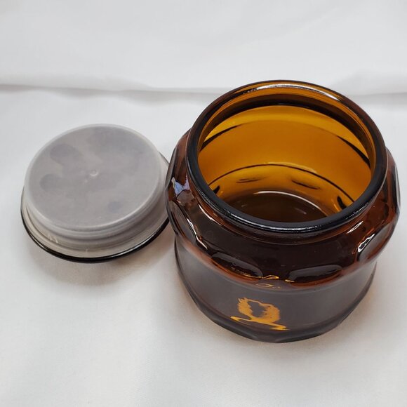 Vintage Amber Brown Glass Apothecary Canister Spice Jar Starburst Lid 4.25” - Picture 6 of 12
